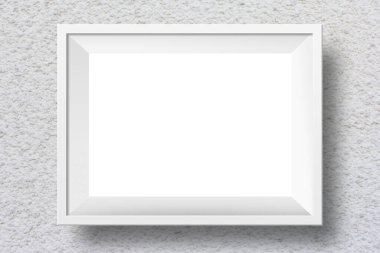 Beyaz duvar arkaplanındaki beyaz fotoğraf çerçevesi