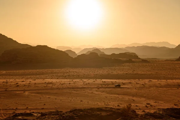 Voiture en marche dans le désert — Photo