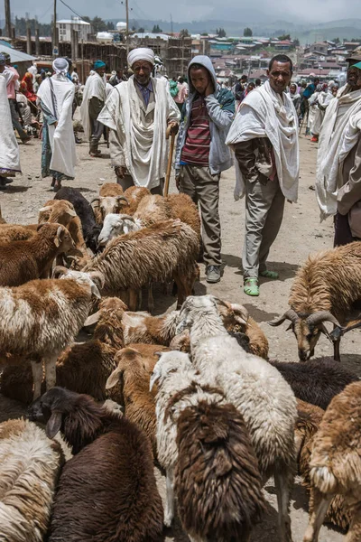 Marcatore settimanale affollato in un villaggio, Etiopia — Foto Stock