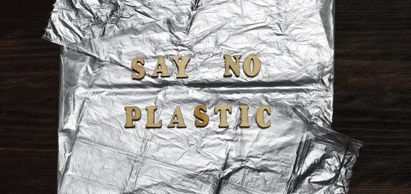 Prasasti Mengatakan Tidak Untuk Plastik Zazita Ekologi Bumi Alam — Stok Foto