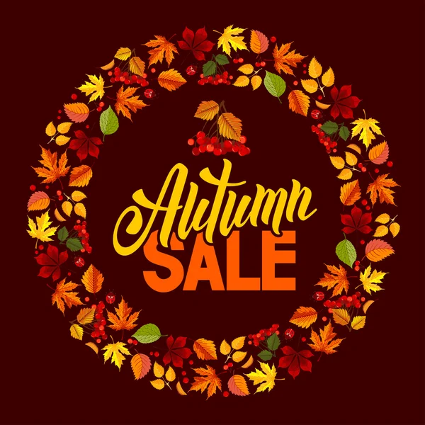 Seasonal autumn sales rounded design — Stock Vector