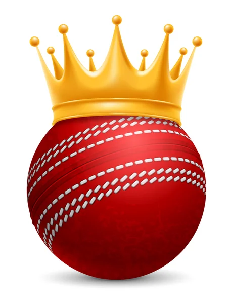 Cricket Ball in Golden Royal Crown — Διανυσματικό Αρχείο