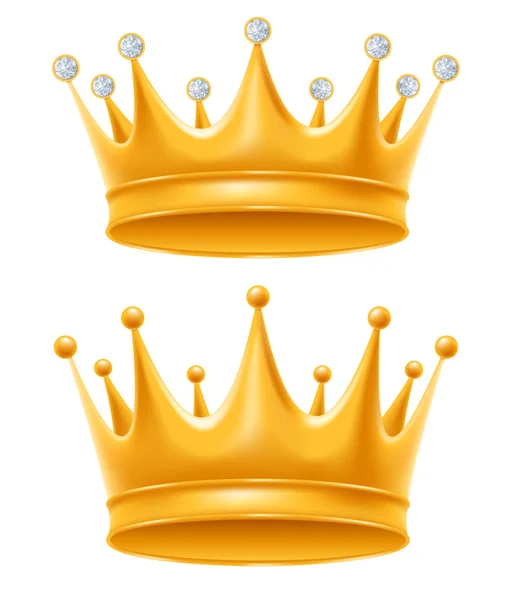 Golden royal crowns set — Stock Vector