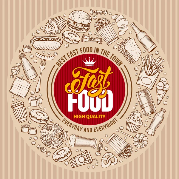 Modelo de menu de fast food — Vetor de Stock