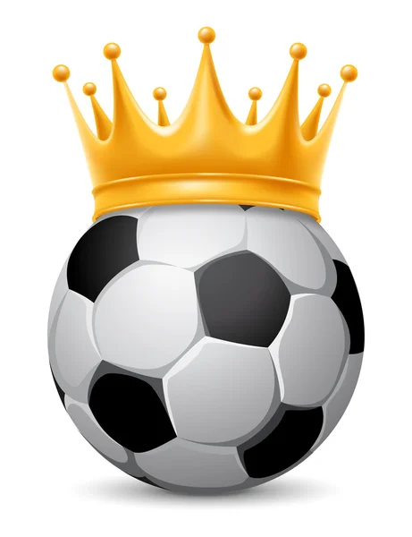 Voetbal in gouden koninklijke kroon — Stockvector