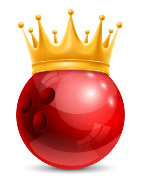 Bowling Ball in Golden Royal Crown — Stock Vector