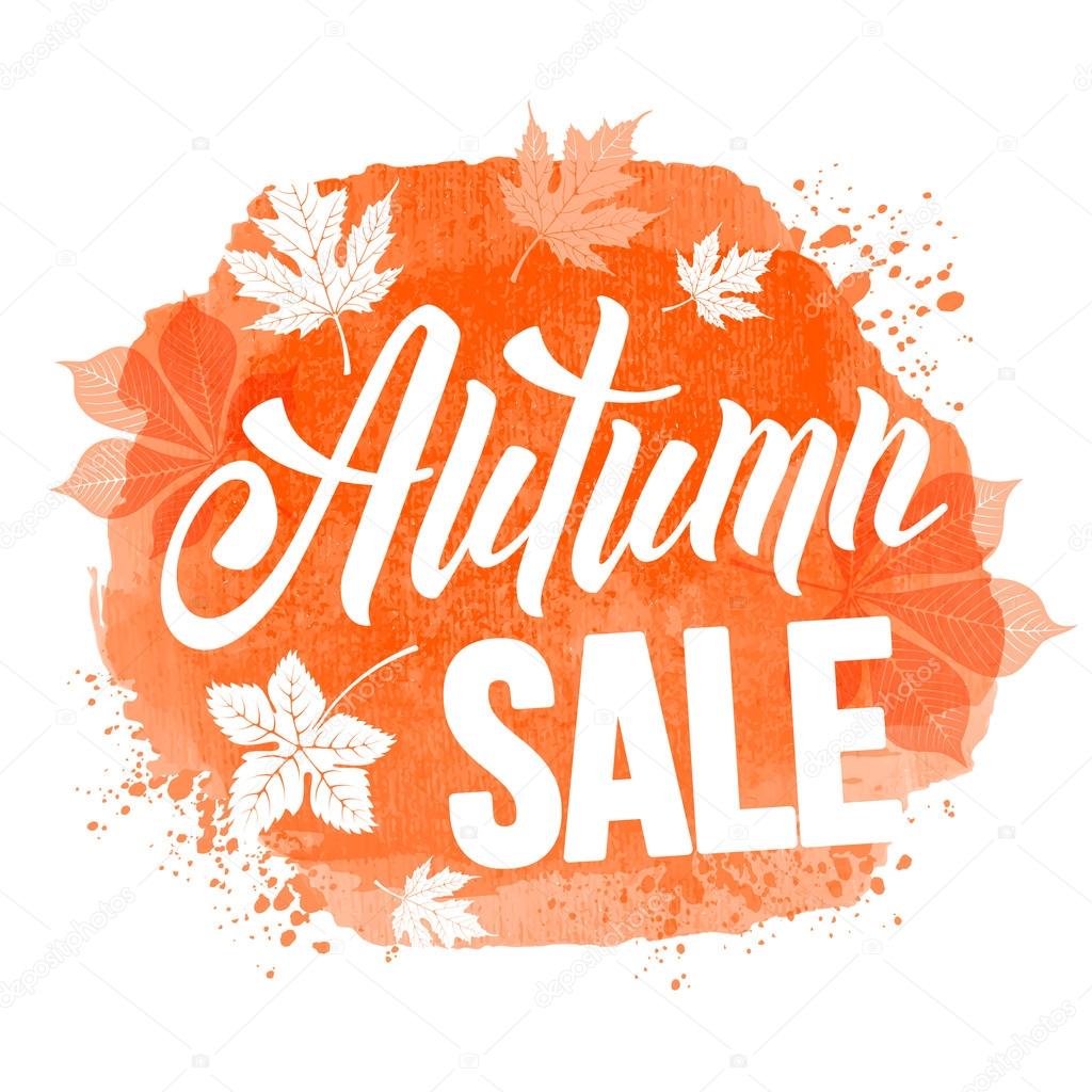 Autumn sale ad inscription with autumn leaves
