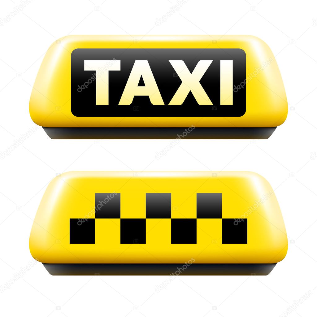 Taxi sign set isolated