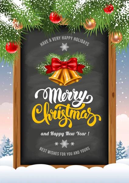 圣诞背景与黑板 — 图库矢量图片