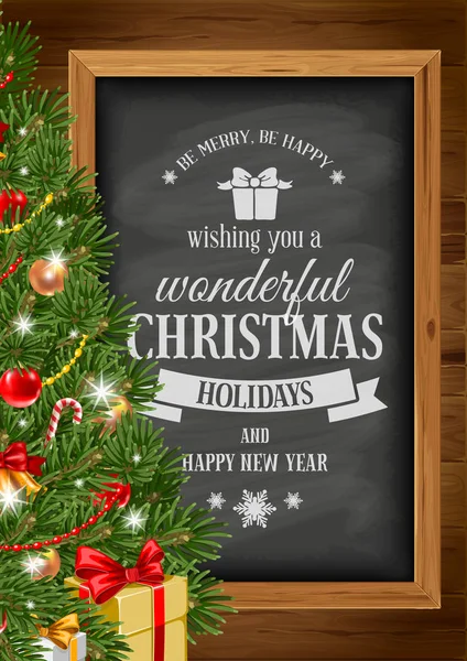 黒板とクリスマスの背景 — ストックベクタ