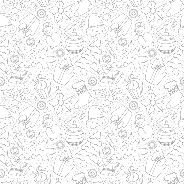 Christmas doodle seamless background — Stock Vector