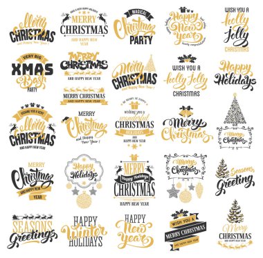 Küme Noel tipografi tasarımları