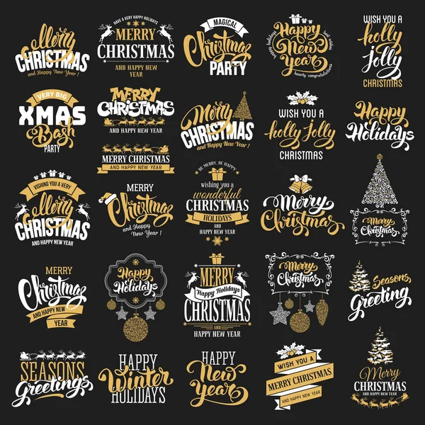 Kerstmis ontwerpen set badges — Stockvector