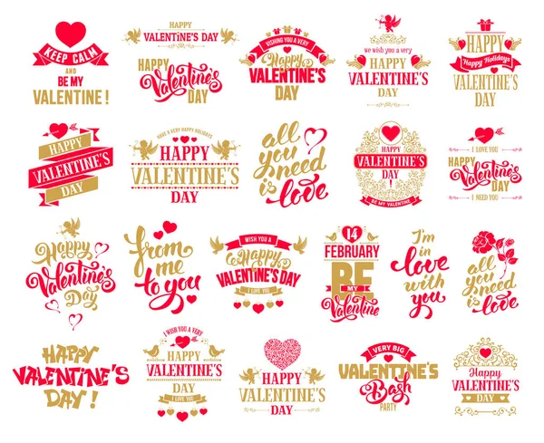 Día de San Valentín insignias conjunto — Vector de stock