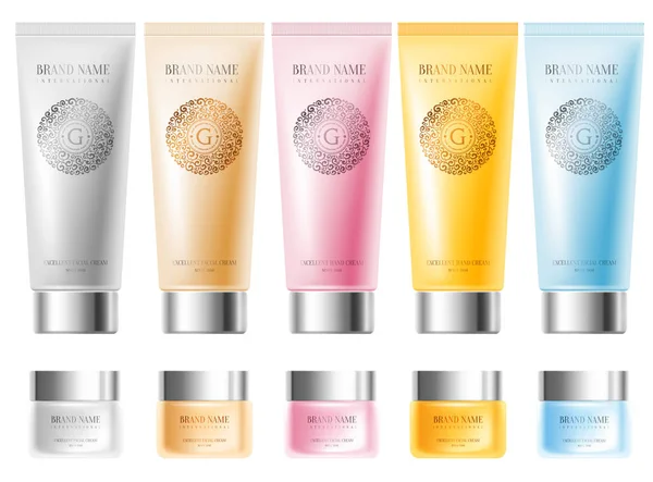 Cosmetica pakket sjabloon set — Stockvector