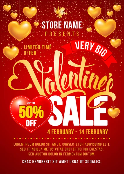 День Святого Валентина Шаблон продажу Дизайн — стоковий вектор