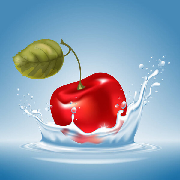 Cherry in water splash
