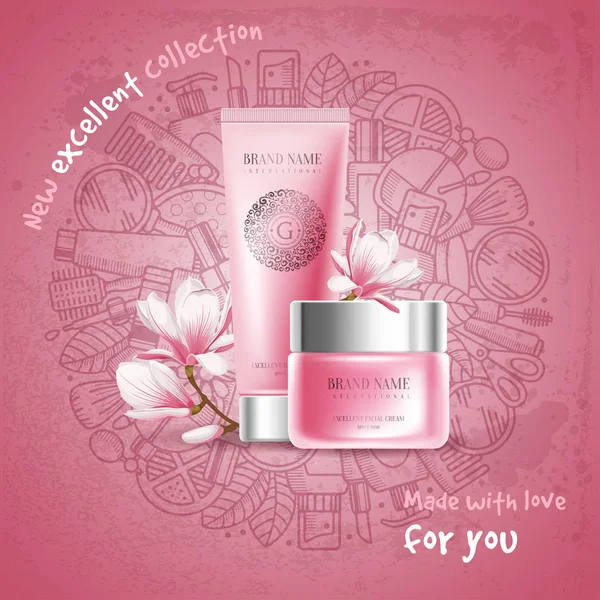 Excellent cosmetic ads, facial cream. For announcement sale or