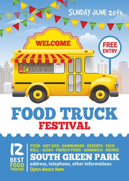 Cartel del festival Food truck — Vector de stock