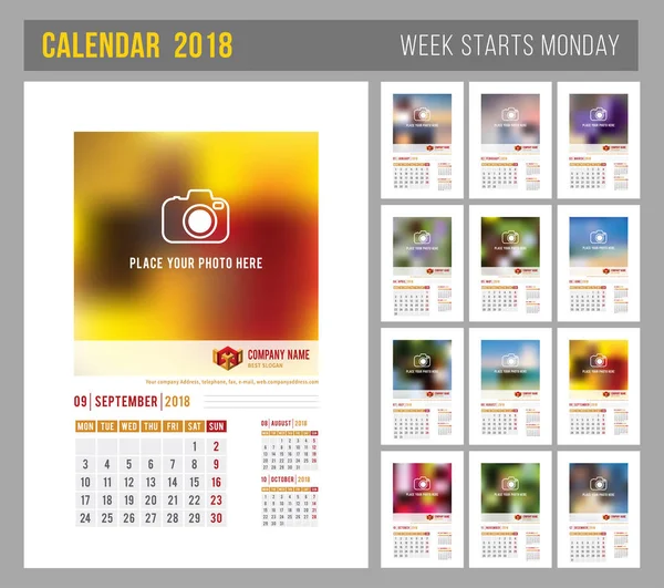 Modelo de calendário 2018 — Vetor de Stock