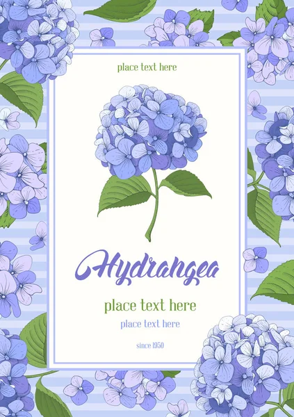 Tarjeta de felicitación de hortensias lila — Vector de stock