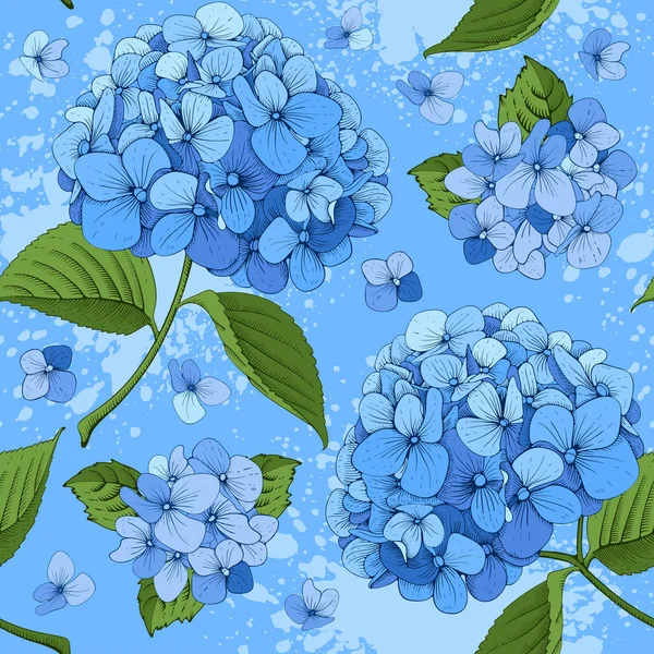 Hortensias de lujo patrón sin costuras — Vector de stock