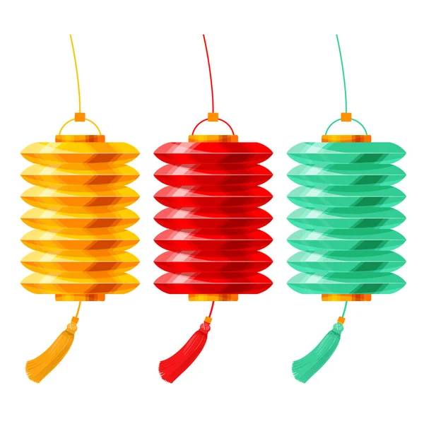Chinese paper lanterns set — Stock Vector