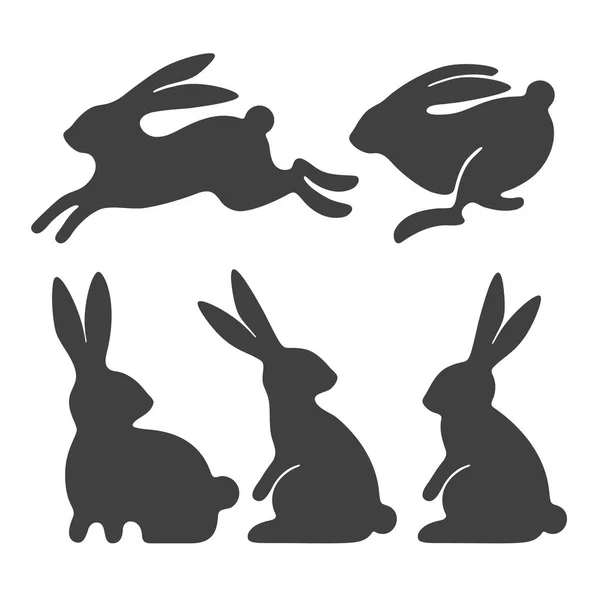 Silhouette of Rabbit set — Stock Vector