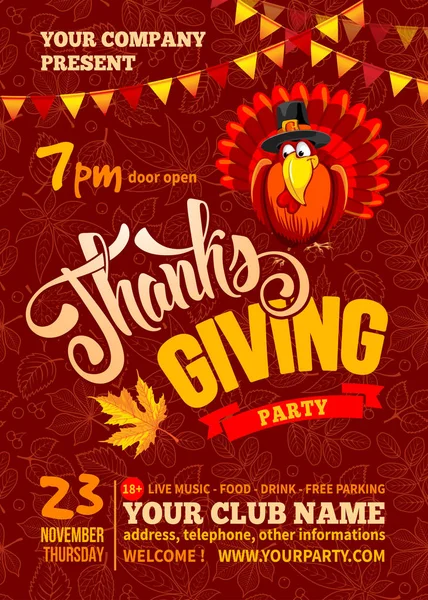 Thanksgiving party plakat szablon — Wektor stockowy