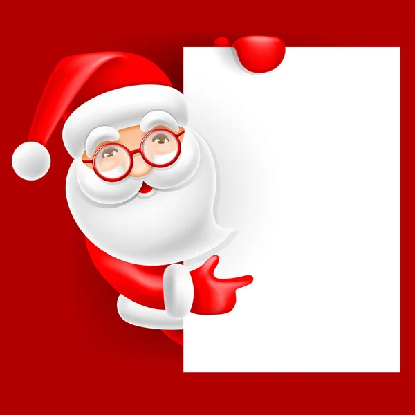 Santa Claus y hoja en blanco — Vector de stock