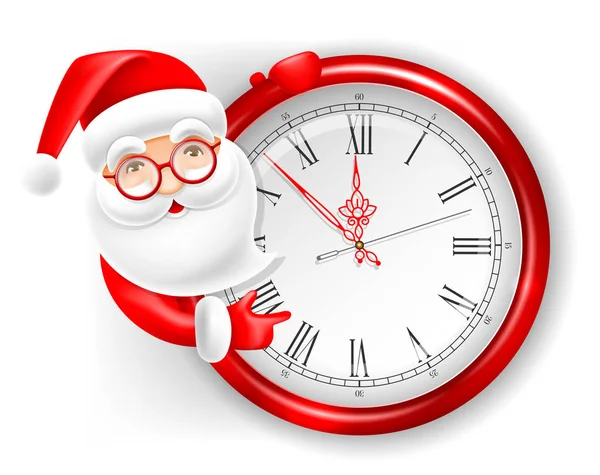 Santa Claus y reloj — Archivo Imágenes Vectoriales