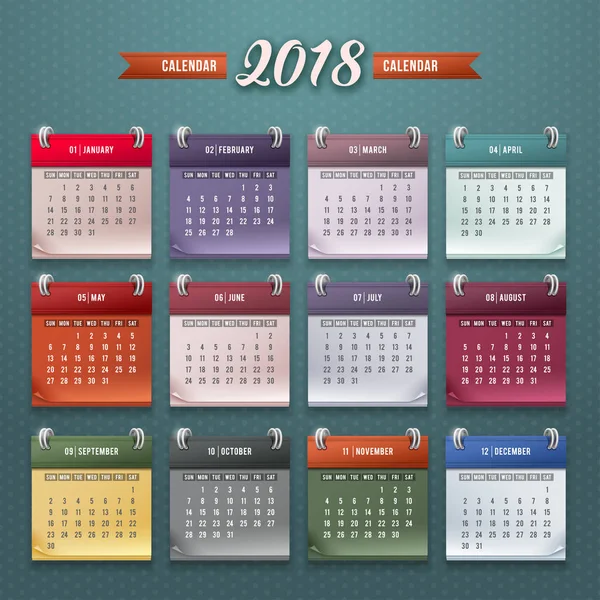 Plantilla de calendario 2018 — Vector de stock