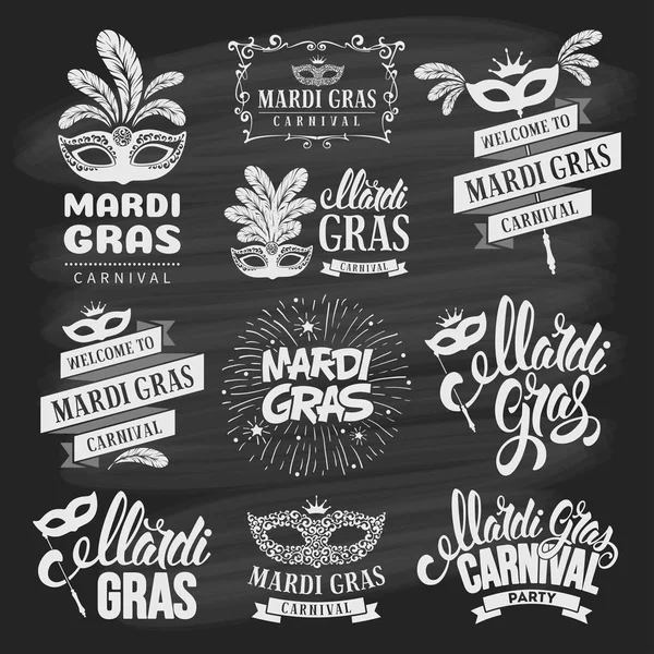 Mardi Gras labels set — Stockvector