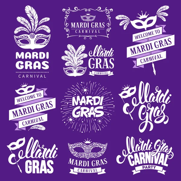 Conjunto etiquetas Mardi Gras — Vector de stock