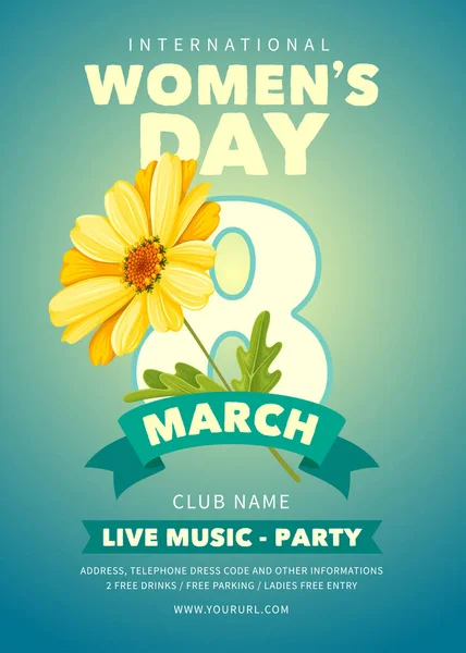 Womens Day partij flyer — Stockvector