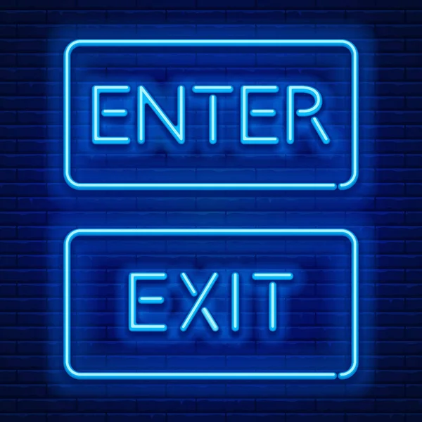Πινακίδες νέον Enter και Exit — Διανυσματικό Αρχείο