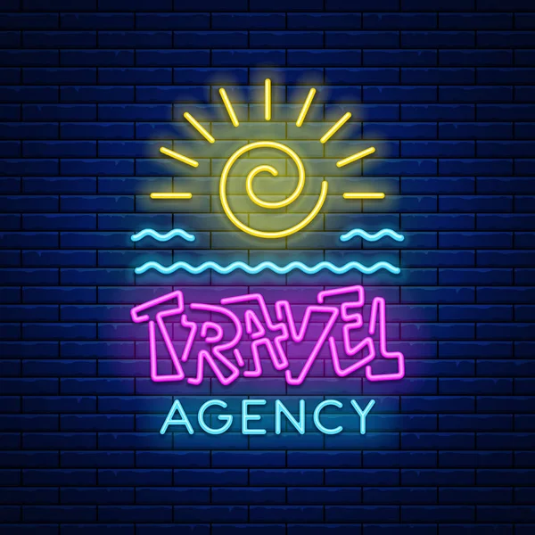 Neon sign Agencia de viajes — Archivo Imágenes Vectoriales