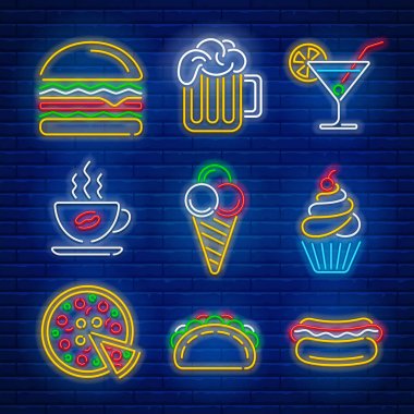 Fast food ve içki neon işaret