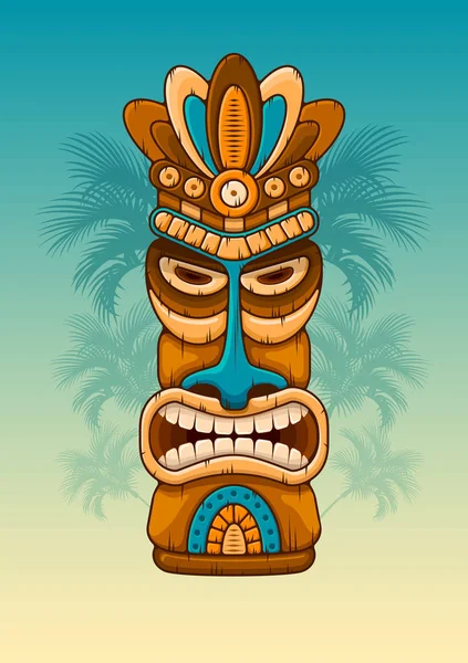 Fából készült Tiki maszkot — Stock Vector