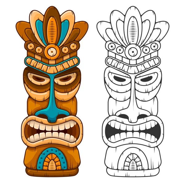 Tiki-Maske aus Holz — Stockvektor