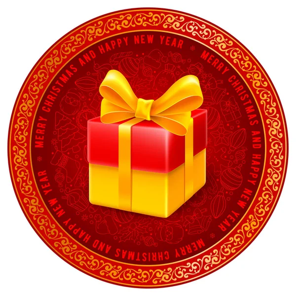 Świąteczne świąteczne powitanie Design With Gift Box — Wektor stockowy