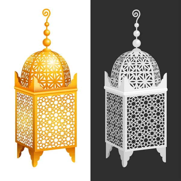 Lâmpada Árabe Forjada Antiga Vintage Elemento Decoração Casa Oriental Dos — Vetor de Stock