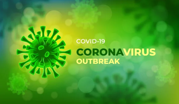 Covy コロナウイルス病の発生 危険なSarsの流行 ボリューメトリックウイルス細胞を背景にしたバナーデザイン 2019 Ncvのコンセプト ベクターイラスト — ストックベクタ