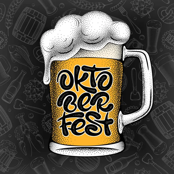 Inscripción Manuscrita Oktoberfest Letras Únicas Taza Cerveza Para Festival Cerveza — Archivo Imágenes Vectoriales