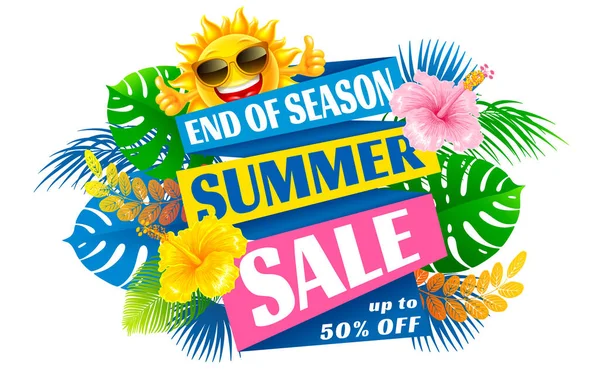 Διαφημιστικός Σχεδιασμός Για Summer Sale Στο Τέλος Της Σεζόν Πρόσκληση — Διανυσματικό Αρχείο