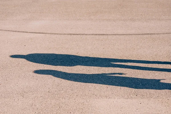 Long Shadows Silhouettes People Asphalt Hot Summer Day Shadow Two Stock Image