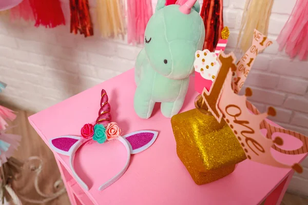 Soft Children Toy Form Unicorn Idea Decorating Unicorn Style First — Stockfoto
