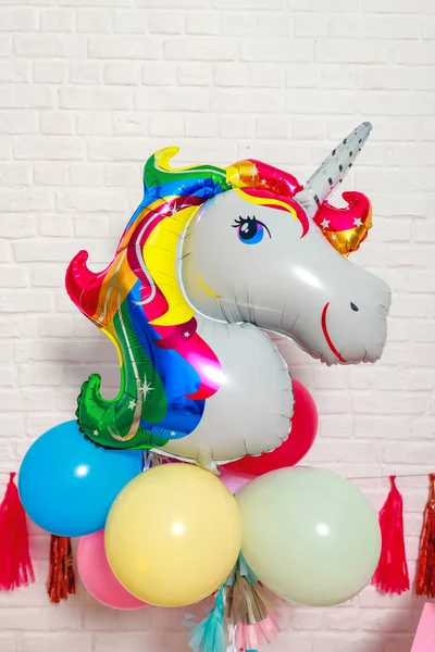 Globos Forma Unicornio Idea Para Decorar Fiesta Cumpleaños Primer Año — Foto de Stock