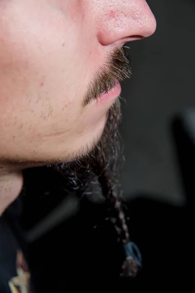 Barba Lunga Nella Forma Trecce Uomini Barba Uomo Intrecciata Acconciatura — Foto Stock