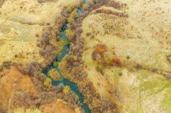 River South Kazakhstan Late Autumn Aerial View Beautiful Small River — Stock Photo, Image